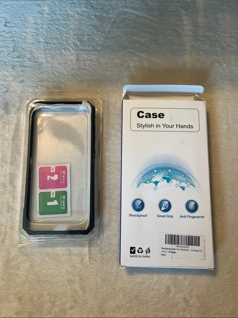 Purple Samsung Galaxy S24 Phone Case with Ring, Screen Protector, Card Holder